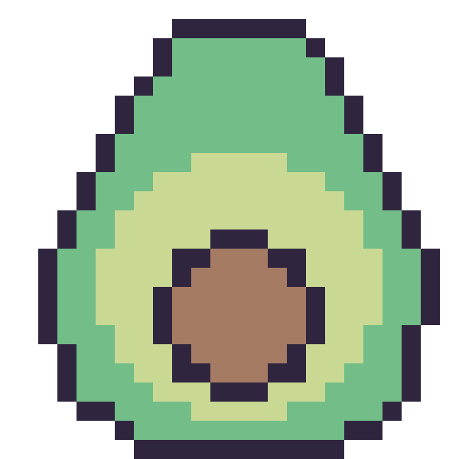 Modèle de pixel art Avocat sur une grille de 24 par 24 cases