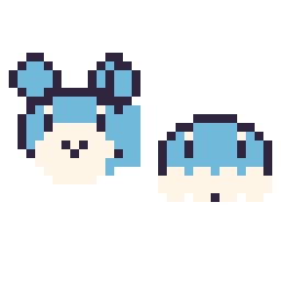 Pixel art Azurill mini et Grenousse mini, grille 32 × 32