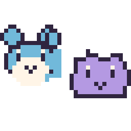 Pixel art Azurill mini et Métamorph mini, grille 32 × 32