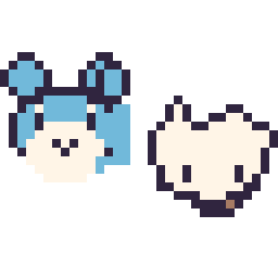 Pixel art Azurill mini et Osselait mini, grille 32 × 32
