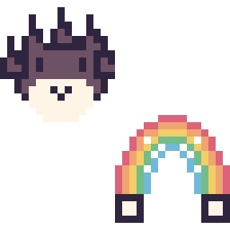 Pixel art Badtz-Maru mini et Arc-en-ciel simple 16 × 16, grille 32 × 32