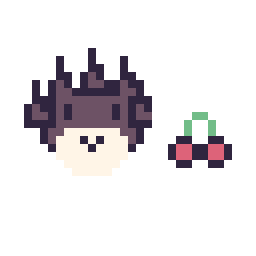 Pixel art Badtz-Maru mini et Cerises mini, grille 32 × 32