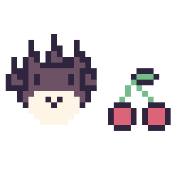 Pixel art Badtz-Maru mini et Cerise simple 12 × 12, grille 32 × 32
