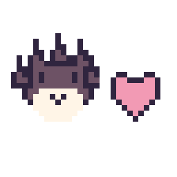 Pixel art Badtz-Maru mini et Cœur simple 10 × 10, grille 32 × 32