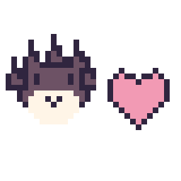 Pixel art Badtz-Maru mini et Cœur simple 12 × 12, grille 32 × 32