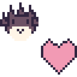Pixel art Badtz-Maru mini et Cœur simple 16 × 16, grille 32 × 32