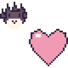 Pixel art Badtz-Maru mini et Cœur, grille 40 × 40