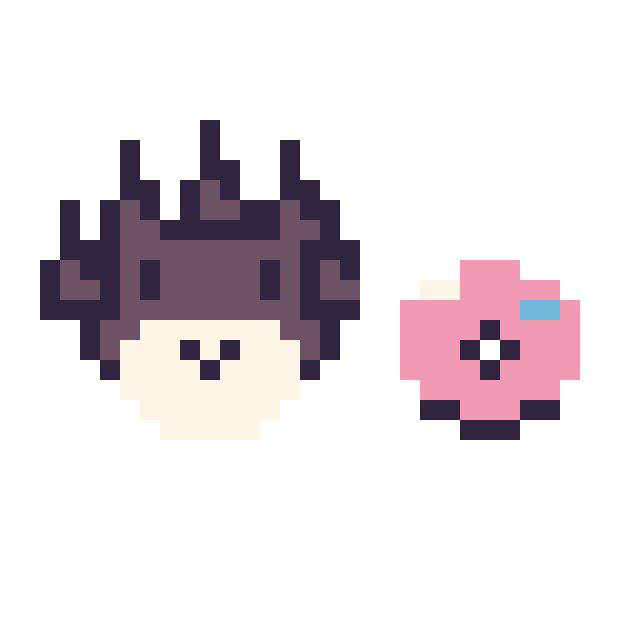 Modèle de pixel art Badtz-Maru mini et Donut simple 10 × 10 sur une grille de 32 par 32 cases