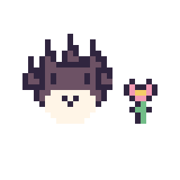 Pixel art Badtz-Maru mini et Fleur mini, grille 32 × 32