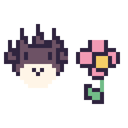 Pixel art Badtz-Maru mini et Fleur simple 16 × 16, grille 32 × 32