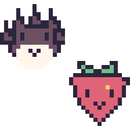 Pixel art Badtz-Maru mini et Fraise kawaii 16 × 16, grille 32 × 32