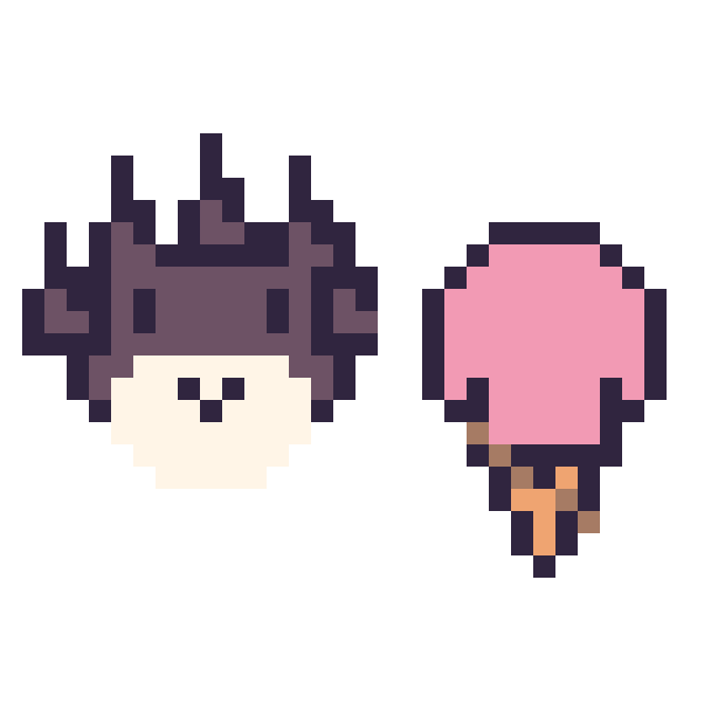Modèle de pixel art Badtz-Maru mini et Glace kawaii 16 × 16 sur une grille de 32 par 32 cases