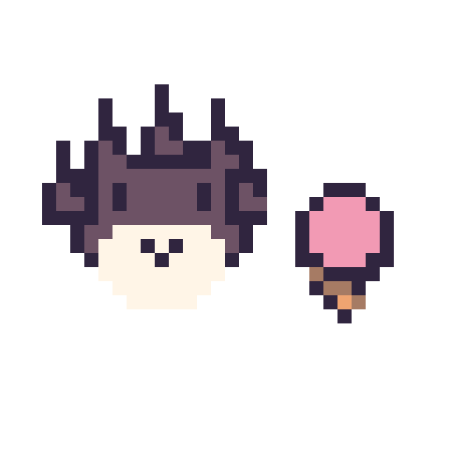 Modèle de pixel art Badtz-Maru mini et Glace simple 10 × 10 sur une grille de 32 par 32 cases
