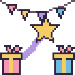 Pixel art Baguette magique pour un anniversaire, grille 40 × 40
