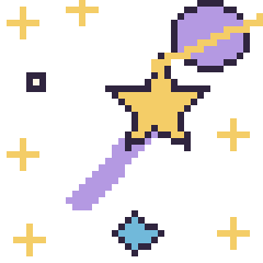 Pixel art Baguette magique dans l’espace, grille 40 × 40