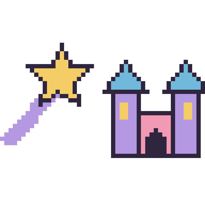 Modèle de pixel art Baguette magique et Château sur une grille de 48 par 48 cases