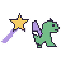 Pixel art Baguette magique et Dragon, grille 48 × 48