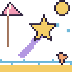 Pixel art Baguette magique à la plage, grille 40 × 40
