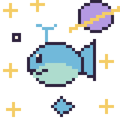 Pixel art Baleine dans l’espace, grille 40 × 40