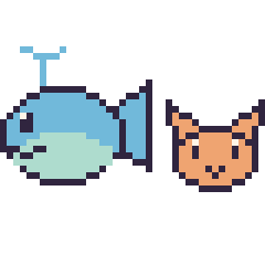 Pixel art Baleine et Chat en portrait, grille 40 × 40