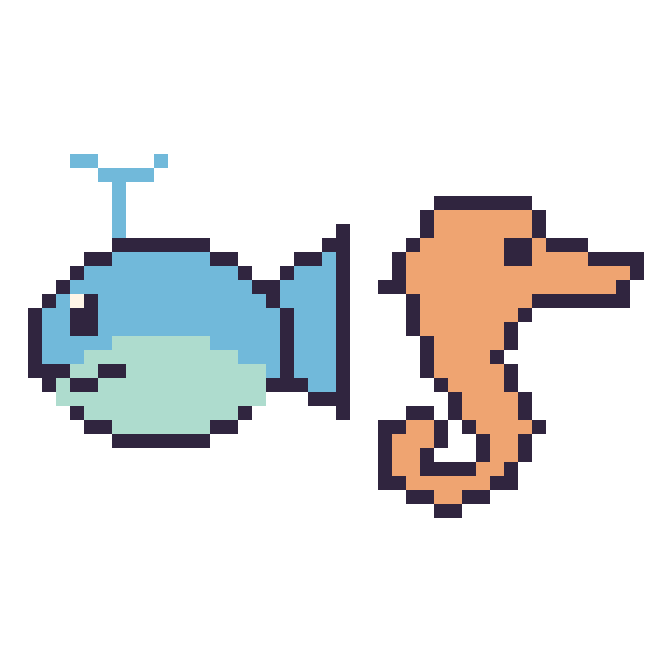 Modèle de pixel art Baleine et Hippocampe sur une grille de 48 par 48 cases