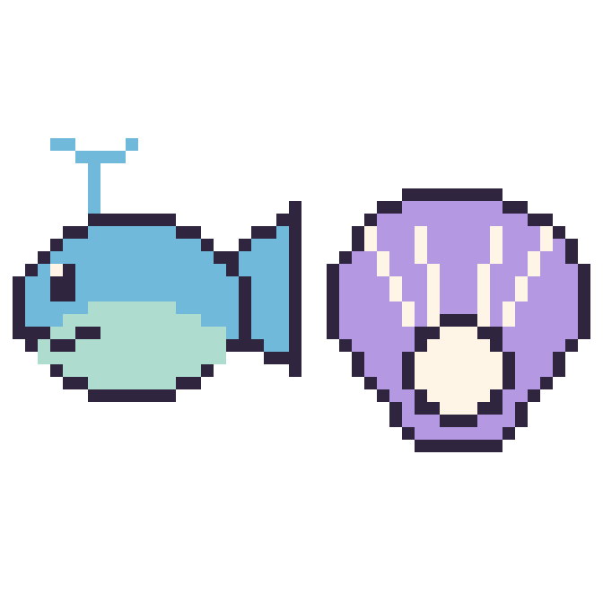 Modèle de pixel art Baleine et Huître sur une grille de 48 par 48 cases