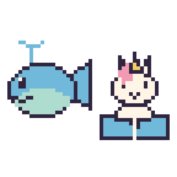 Modèle de pixel art Baleine et Licorne avec un livre sur une grille de 48 par 48 cases