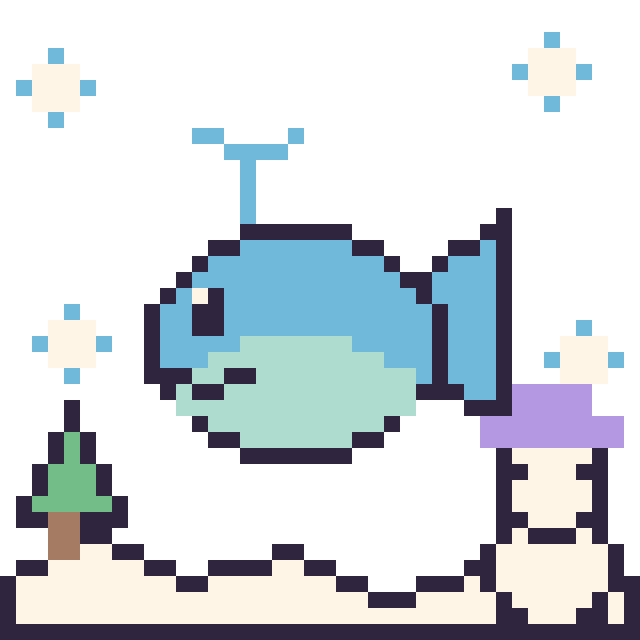 Modèle de pixel art Baleine en hiver sur une grille de 40 par 40 cases