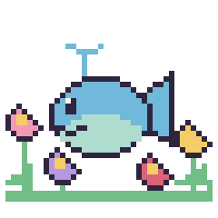 Pixel art Baleine dans le jardin, grille 40 × 40