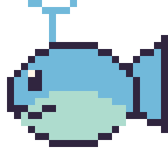 Pixel art Baleine, grille 24 × 24