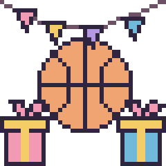 Pixel art Ballon de basket pour un anniversaire, grille 40 × 40