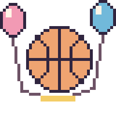 Pixel art Ballon de basket avec des ballons, grille 40 × 40