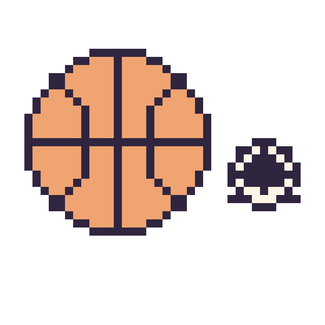 Modèle de pixel art Ballon de basket et Ballon de football simple 10 × 10 sur une grille de 40 par 40 cases