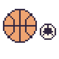 Pixel art Ballon de basket et Ballon de football simple 12 × 12, grille 40 × 40