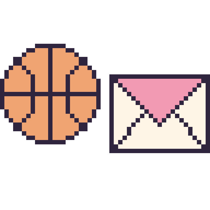 Modèle de pixel art Ballon de basket et Enveloppe sur une grille de 48 par 48 cases