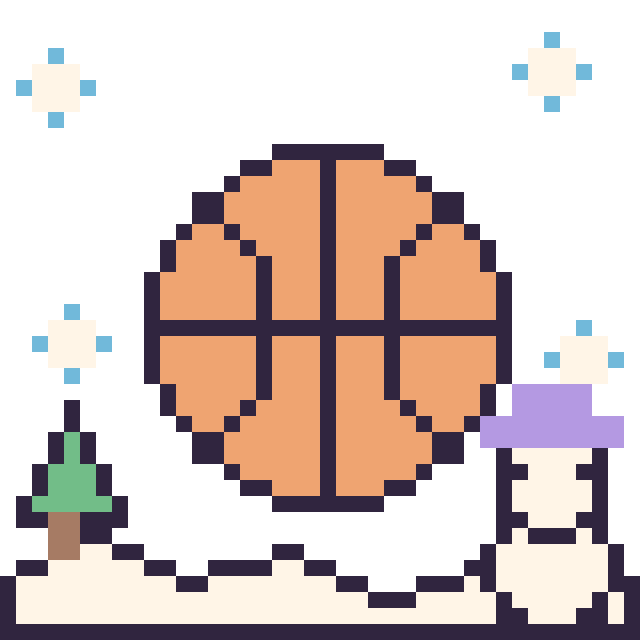 Modèle de pixel art Ballon de basket en hiver sur une grille de 40 par 40 cases