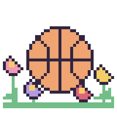 Pixel art Ballon de basket dans le jardin, grille 40 × 40