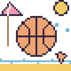 Pixel art Ballon de basket à la plage, grille 40 × 40