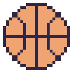 Pixel art Ballon de basket, grille 24 × 24