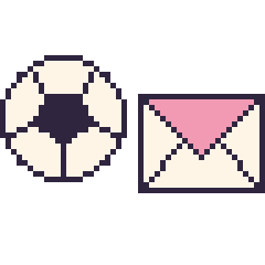 Pixel art Ballon de football et Enveloppe, grille 48 × 48