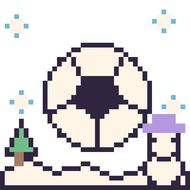 Modèle de pixel art Ballon de football en hiver sur une grille de 40 par 40 cases