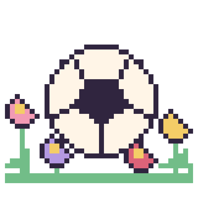 Modèle de pixel art Ballon de football dans le jardin sur une grille de 40 par 40 cases