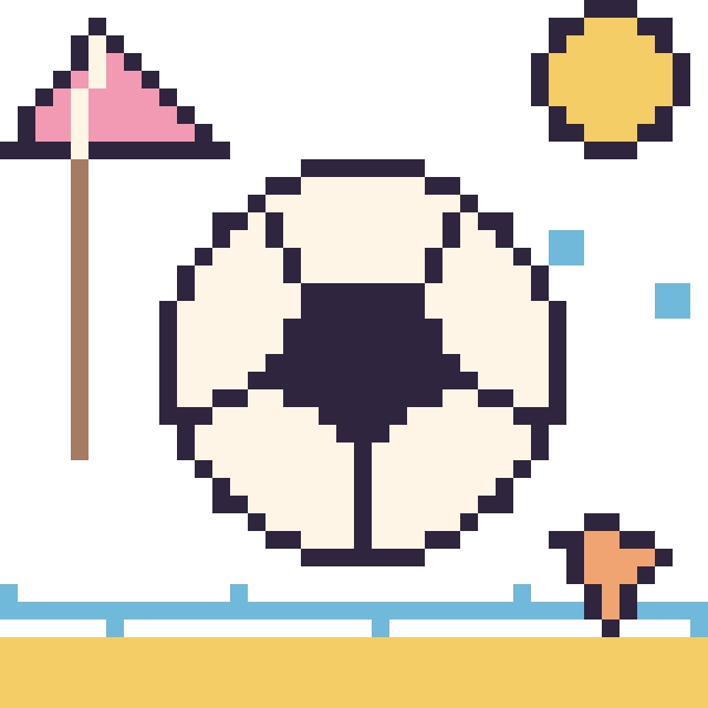 Modèle de pixel art Ballon de football à la plage sur une grille de 40 par 40 cases
