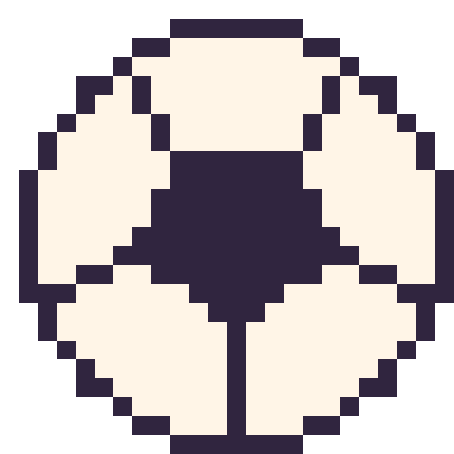Modèle de pixel art Ballon de football sur une grille de 24 par 24 cases