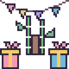 Pixel art Bambou pour un anniversaire, grille 40 × 40