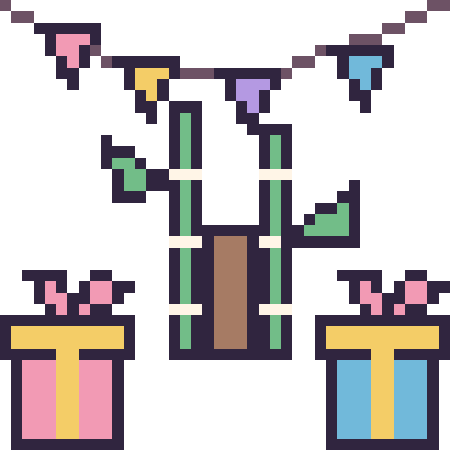 Modèle de pixel art Bambou pour un anniversaire sur une grille de 40 par 40 cases