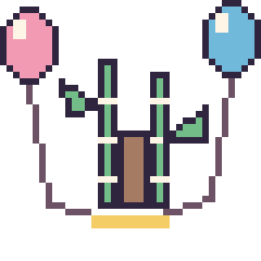 Pixel art Bambou avec des ballons, grille 40 × 40