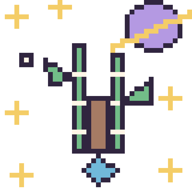 Modèle de pixel art Bambou dans l’espace sur une grille de 40 par 40 cases