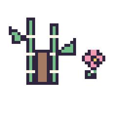 Pixel art Bambou et Fleur simple 10 × 10, grille 40 × 40