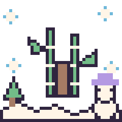 Pixel art Bambou en hiver, grille 40 × 40